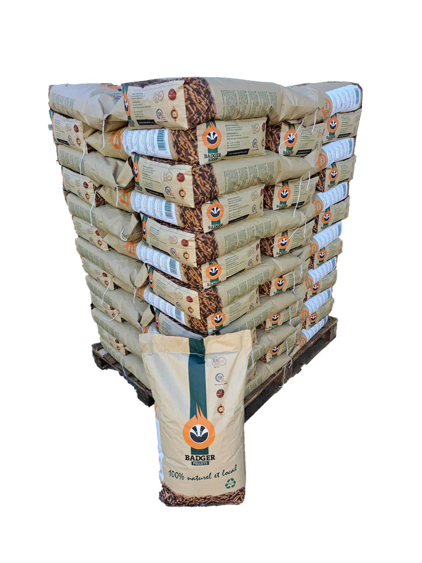 Palette de 65 sacs de 15 kg Granulés de bois BADGER