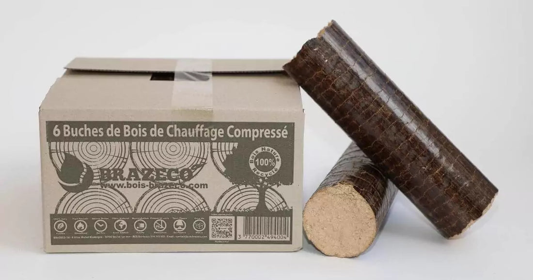 Bûches de bois densifié Premium Brazeco - 100 cartons